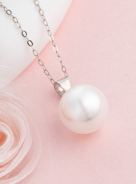 珍珠项链吊坠925纯银天然贝珍珠