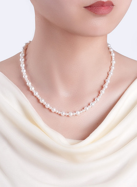 珍珠项链925银元宝扣正圆