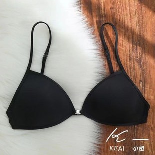 法式 薄款 三角杯内衣女美背v挂脖细肩带前扣文胸无痕小胸文胸罩夏
