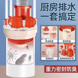 厨房下水六通排水管三通接头洗菜盆50多功能洗碗机净水Z器集成2分