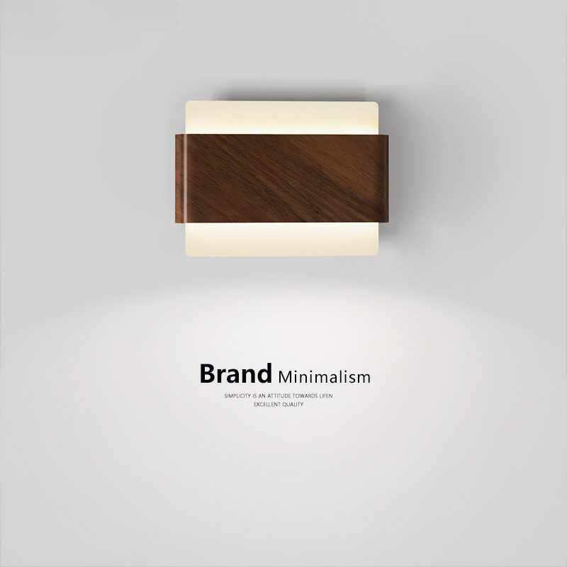 壁灯胡桃色日式床头灯过道走廊玄关卧室客厅墙壁灯法式中古风灯具