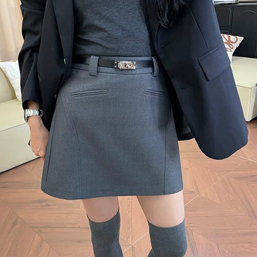 灰色半身裙女春夏秋季新款高腰