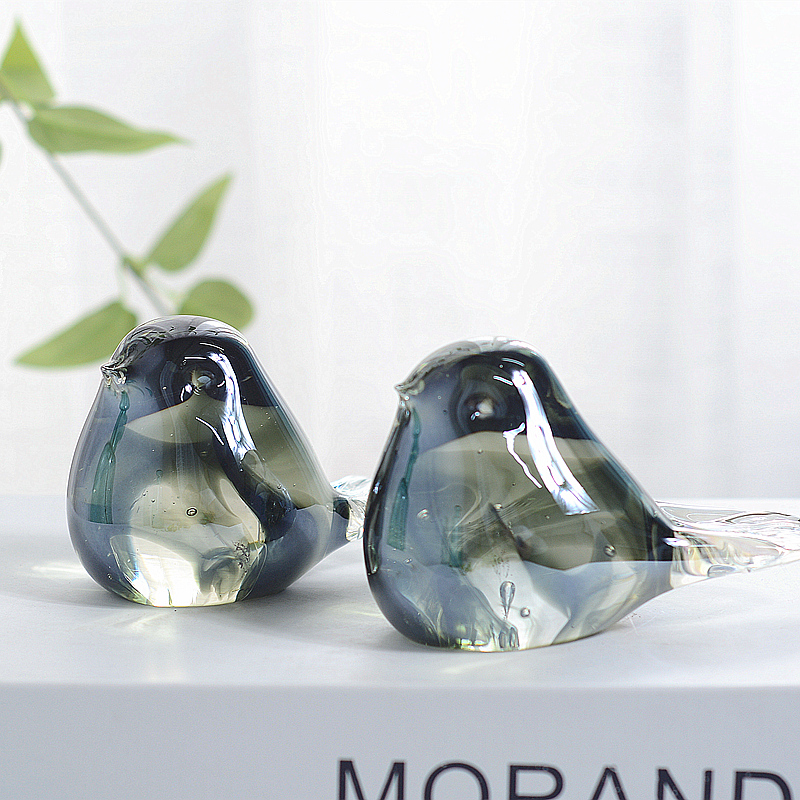 创意小饰品摆件可爱家居桌面装饰书架镇纸玻璃小鸟女生日礼物礼品