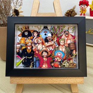 海贼王周边3D立体画手办草帽全员路飞索隆送男生生日礼物挂画摆件
