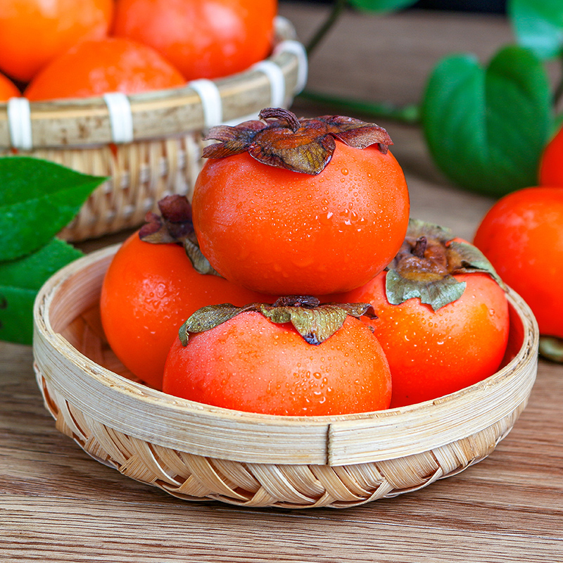 陕西火晶柿子新鲜12枚当季水果整箱包邮应季临潼脆水晶软甜小柿子