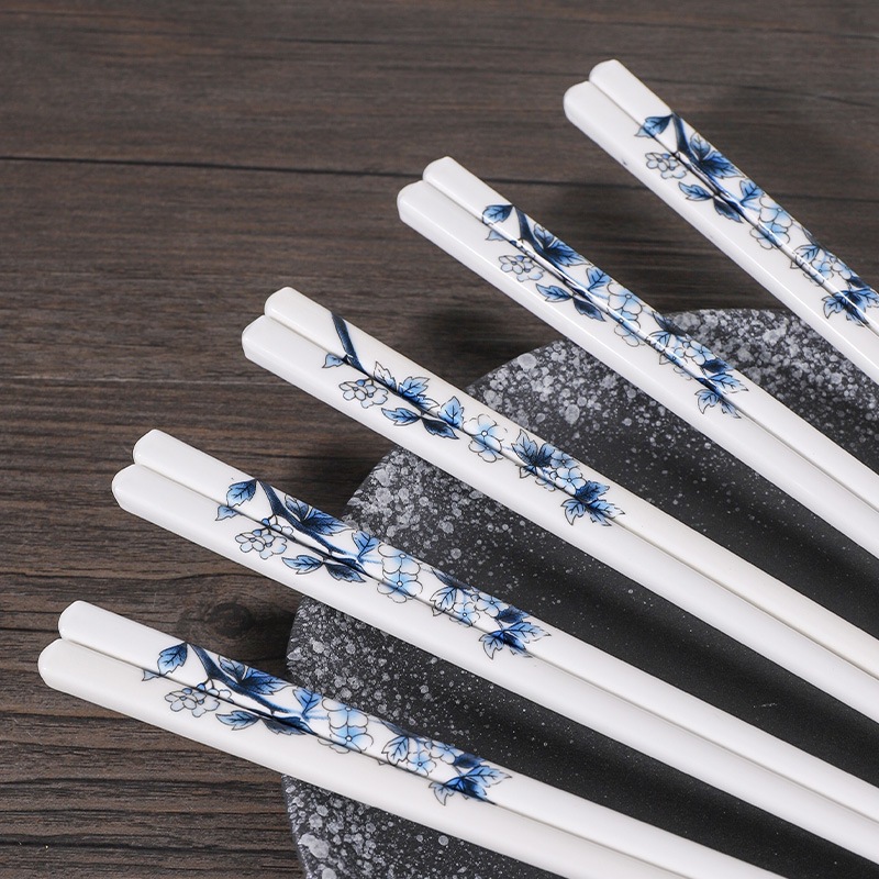 陶瓷筷子10双家用新中式复古青花