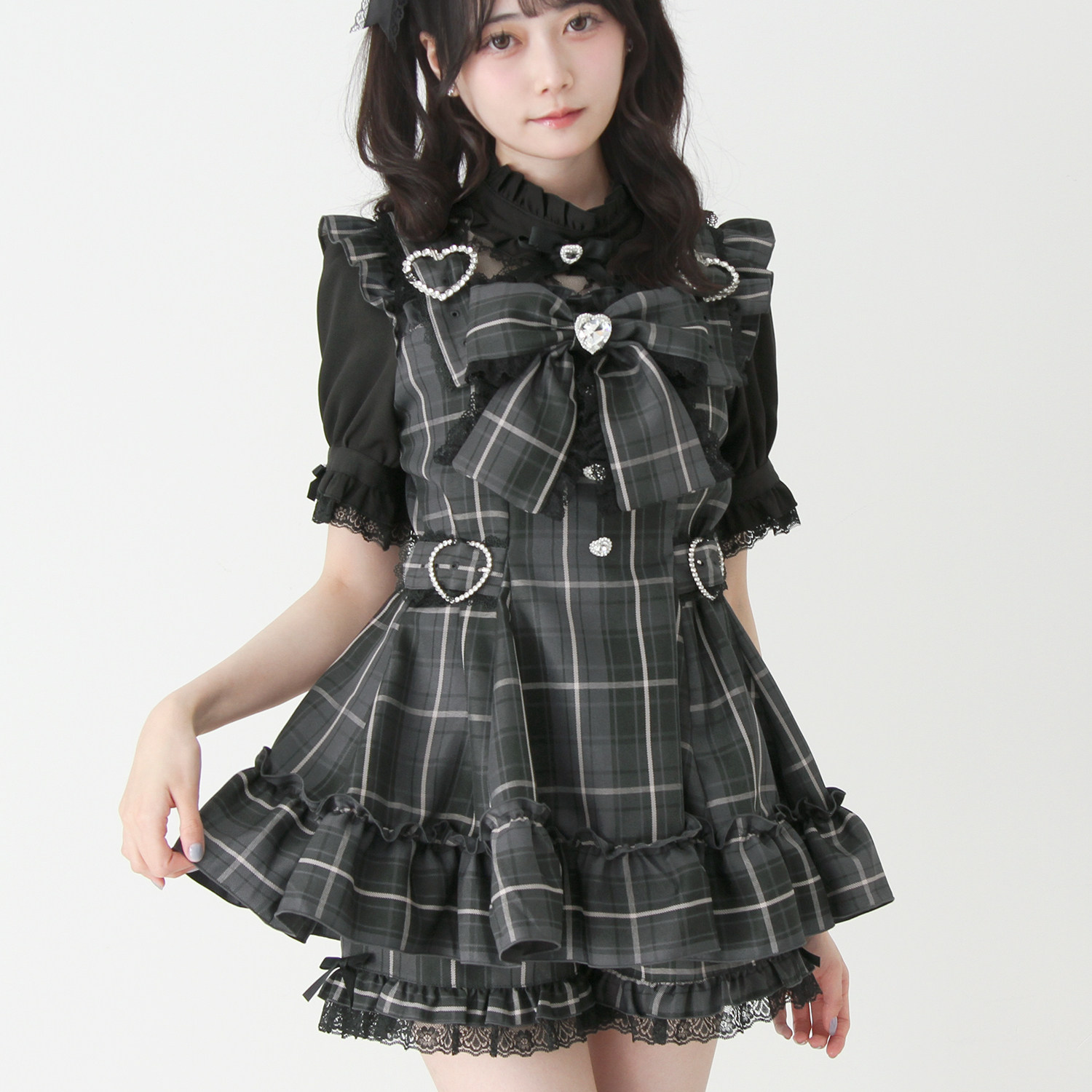 6.22前发货 梦展望 心形扣肩带水钻蝴蝶结套装蕾服非连衣裙535982