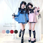 梦展望DearMyLove 叠层蕾丝水手领蝴蝶结短裙套装 非连衣裙535000