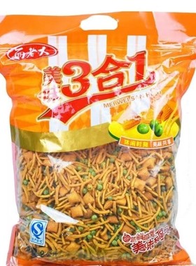 【整袋4斤】美味三合一咪咪虾条3合1休闲零食青豆蟹零食品