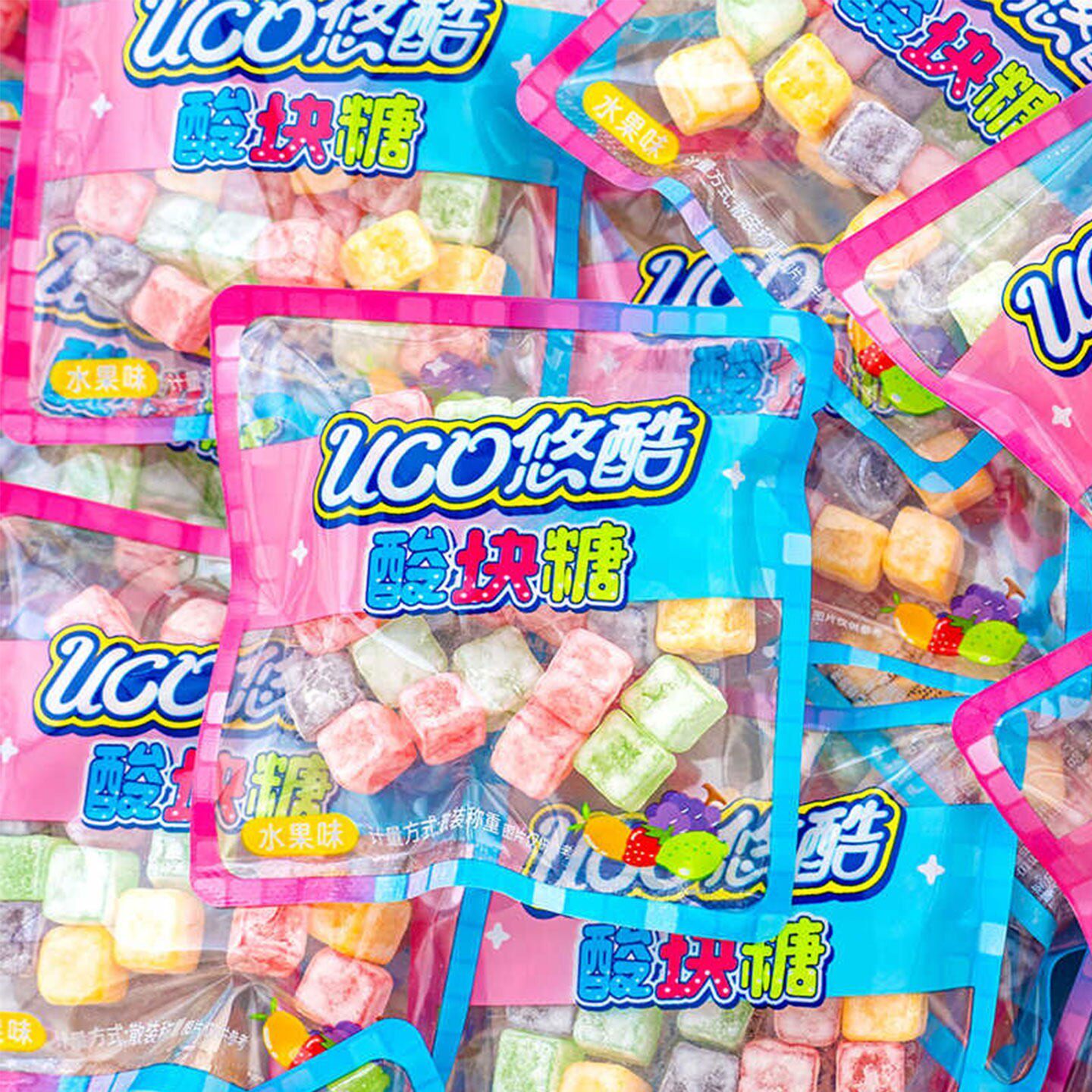 酸块糖水果味汽水味3D芒果软糖香橙软糖办公休闲小包零食散称