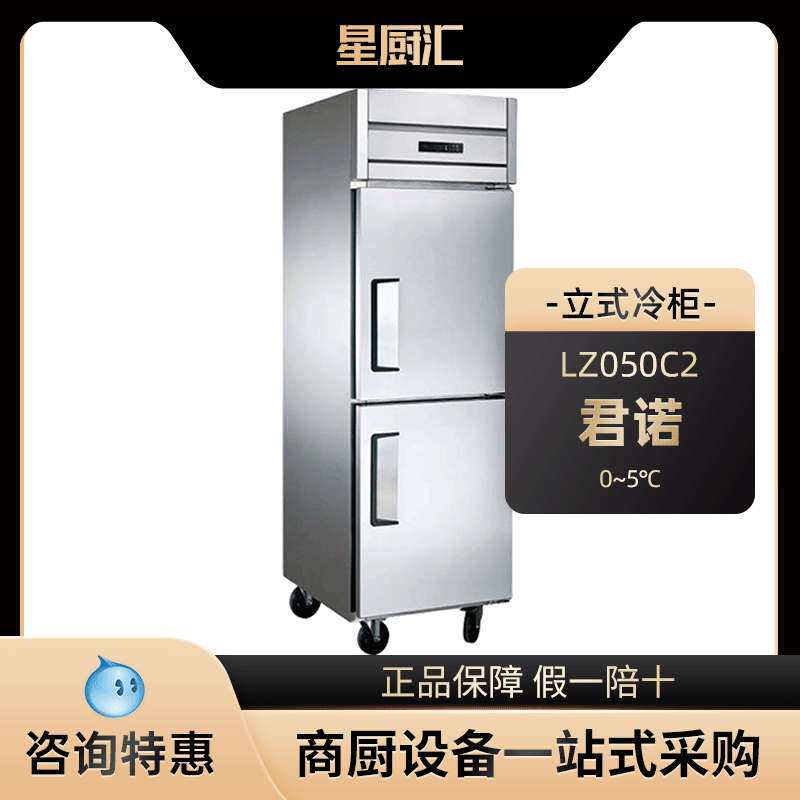 君诺LZ050C2直冷立式双门冷柜酒店餐饮咖啡茶饮商用单温冷藏柜