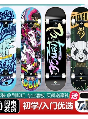 DBH专业滑板动作双翘板刷街代步男女成人学生初学者组装四轮滑