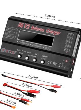 HTRC B6V2平衡充电器 黑色/金色 欧规/美规电源线+15V6A适配器