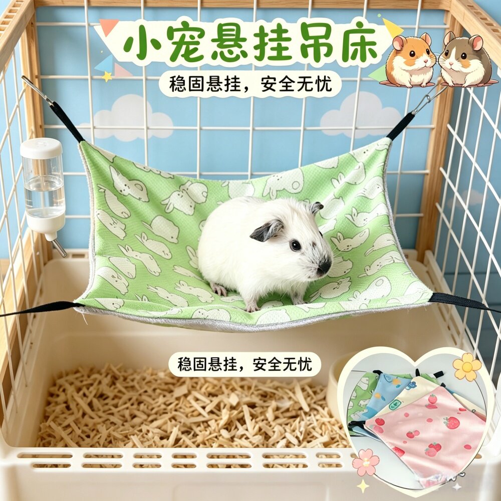 荷兰猪夏季吊床透千松鼠蜜袋鼯夏凉窝气冰丝窝宠物豚鼠秋双面用窝
