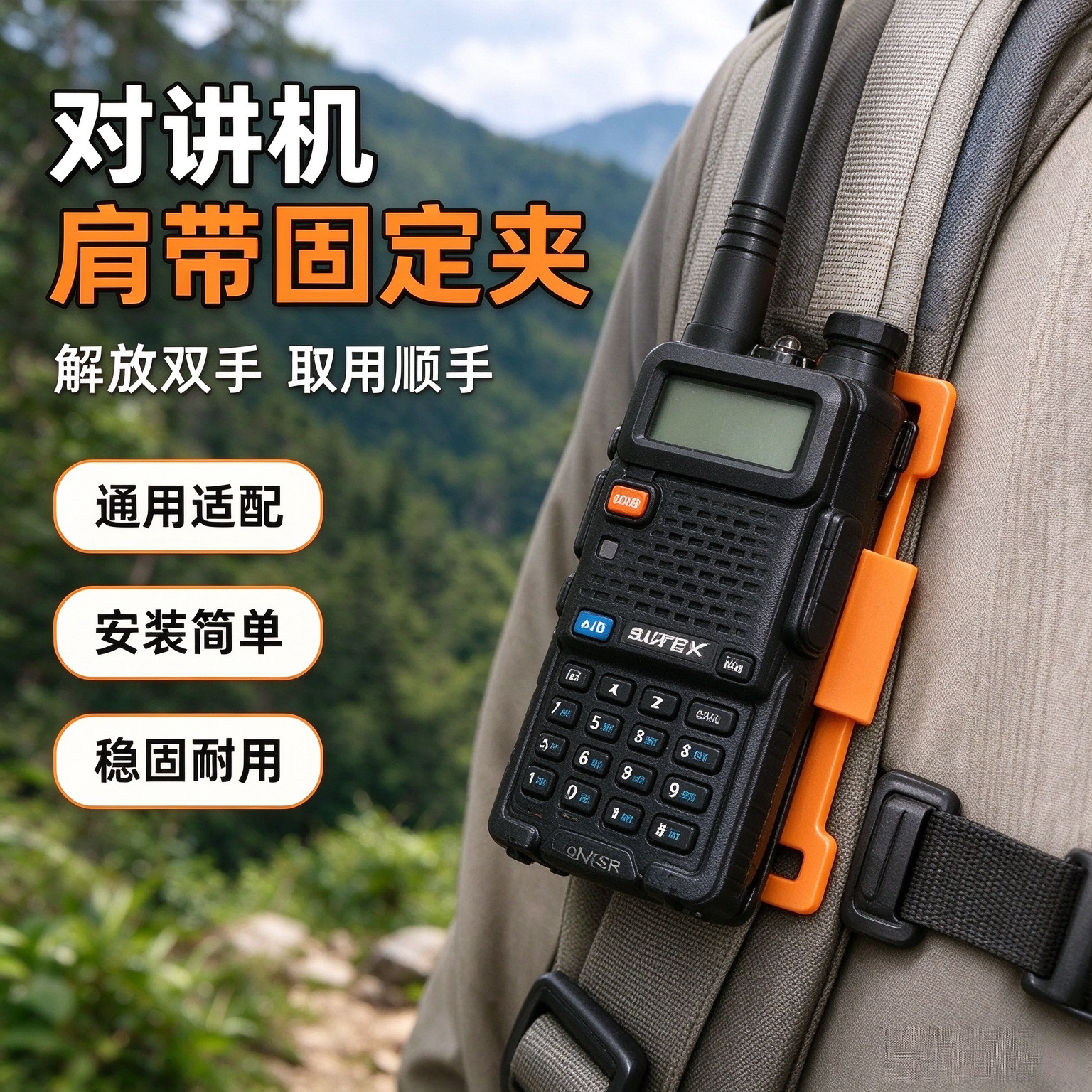 户外对讲机外挂卡扣固定架