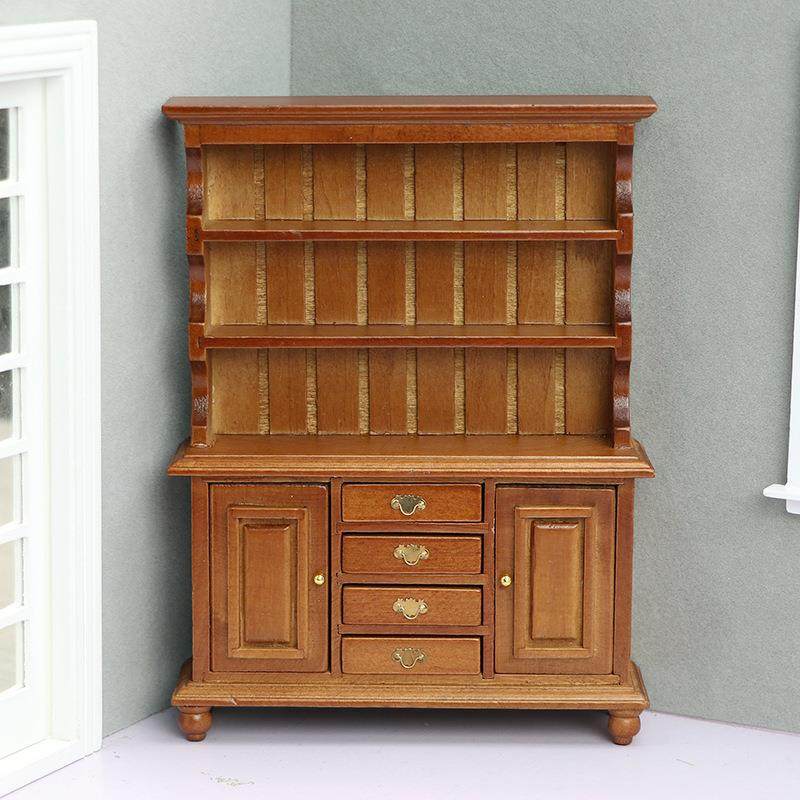1：12迷你娃娃屋家具微缩场景书房客厅摆件大书柜复古书柜储蓄柜,电子元器件市场,其它元器件,淘宝优惠券,粉丝福利购,淘宝优惠卷