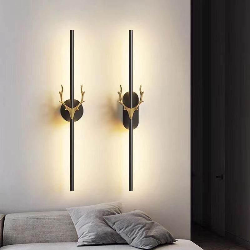 室内个性现代LED长条壁灯极简创意灯饰鹿角卧室床头客厅灯具照明