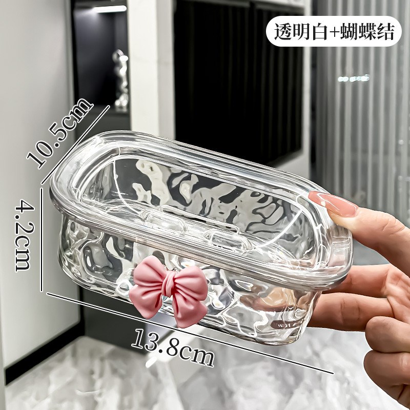 卫生间肥皂盒家用精致轻奢透明皂盒收纳盒置物R架双层沥水香皂盒