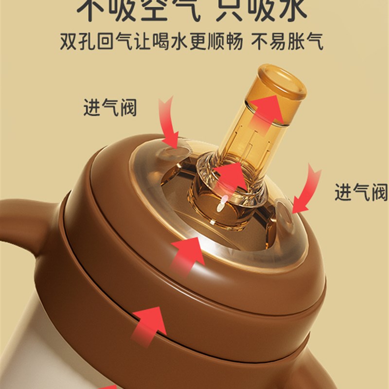 乔治熊婴儿保温杯外出吸管杯学饮杯儿童喝水杯6个月以上宝宝奶瓶