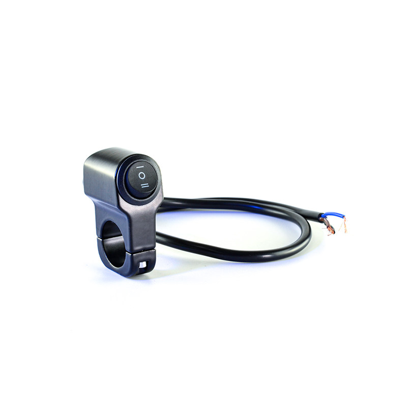 摩托射灯铝合金开关铜线12~24V两档三档後照镜安装外置按钮三线