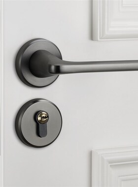 灰色两件式锁室内卧室房门锁家用房间实木门把手锁具通用型磁吸静