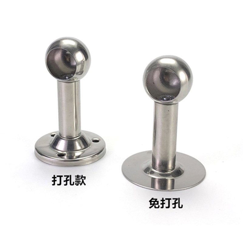 不锈钢圆头座衣柜挂衣托法兰座毛巾杆阳台晾衣杆圆管底座固定配件