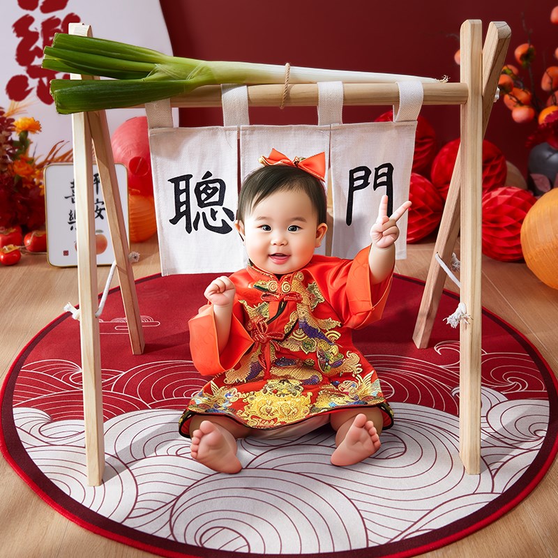 抓周道具用品套装一周岁男女宝宝生日布置聪明门仪式场景拍照氛围