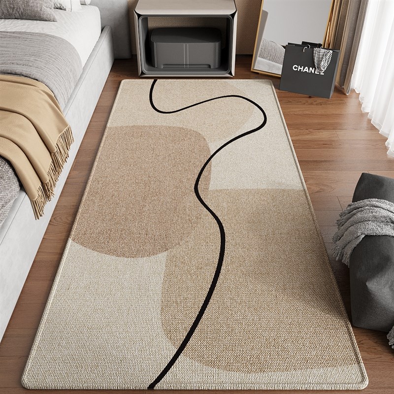 房间长条地c毯轻奢高级床边毯耐脏卧室地垫新款床边垫床前毯奶油