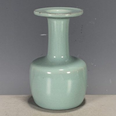 古玩瓷器收藏宋汝瓷天青釉盘口瓶小赏瓶花瓶家居装饰品摆件