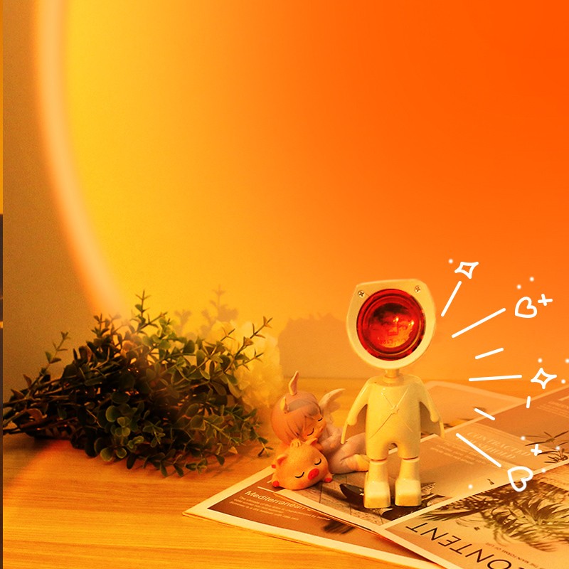 宇航员落日夕阳灯光氛围灯u日落感小夜灯卧室好物桌面灯机器人礼