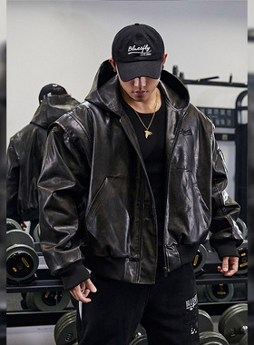 BLUESFLY美式复古皮衣夹克外套男冬季加绒夹棉高级感痞帅机车飞行