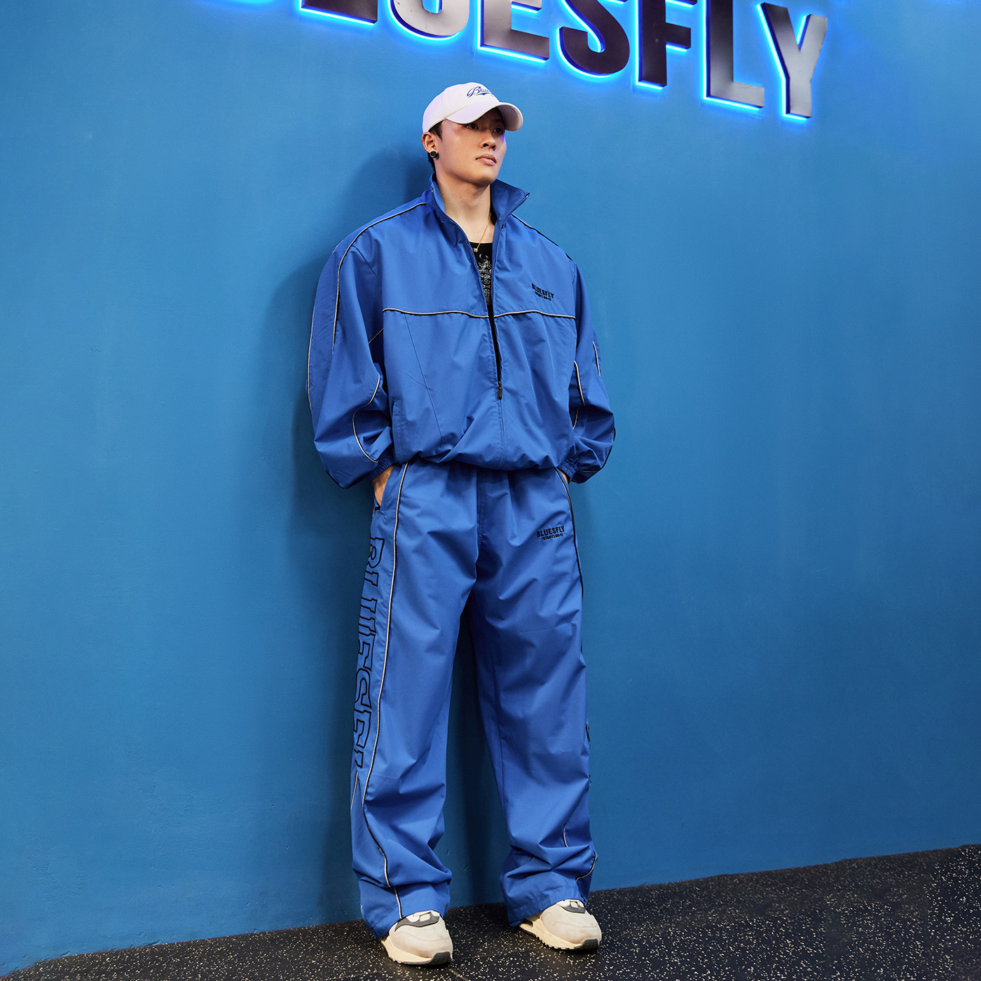 BLUESFLY美式条纹冲锋衣立领套装秋冬运动防风户外保暖休闲外套男