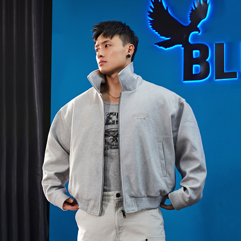 BLUESFLY美式毛呢夹克外套男大衣