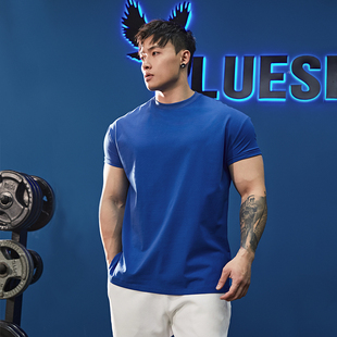 BLUESFLY健身运动短袖 T恤男凉感透气排汗高弹抗皱圆领潮牌训练衣