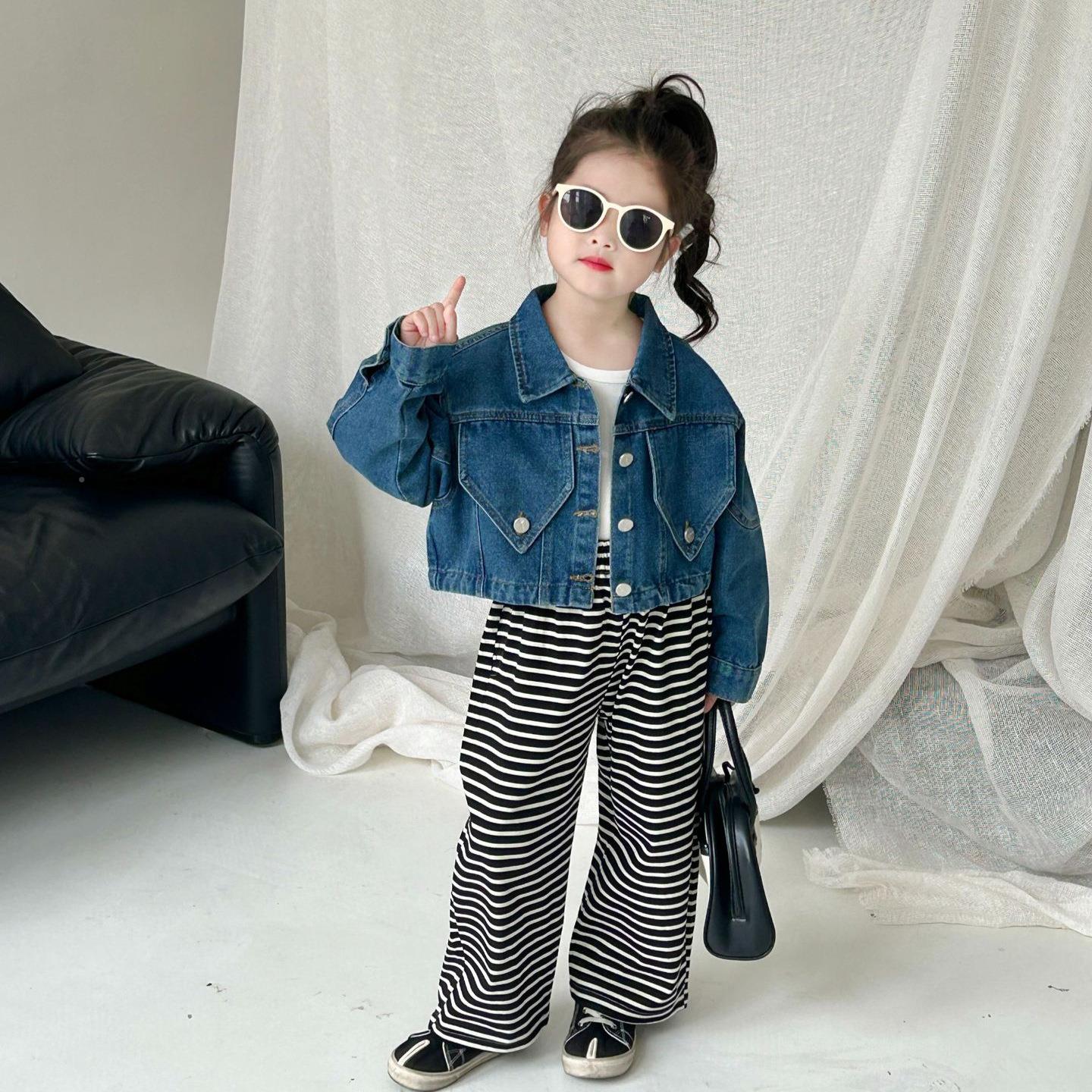 牛2024春XPX319季新款童装 韩版童装时 女童设计感牛搭仔外套 髦