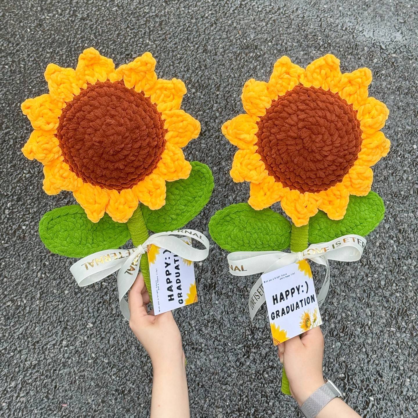 巨霸向日葵毕业手工针织毛线花