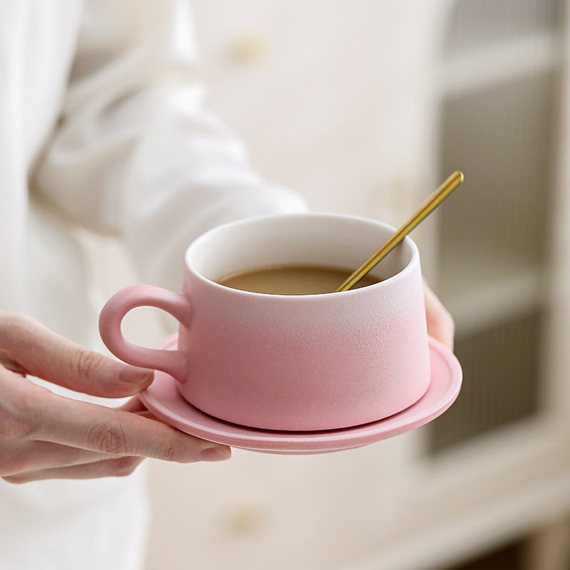 北欧陶瓷马克杯带杯垫勺子礼品