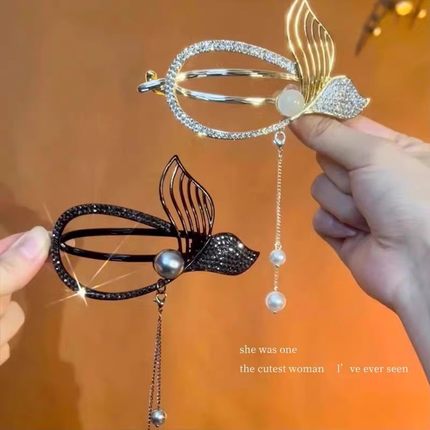 [下单立减20]精致鱼尾流苏扭扭夹后脑勺盘发高级感气质发夹A3