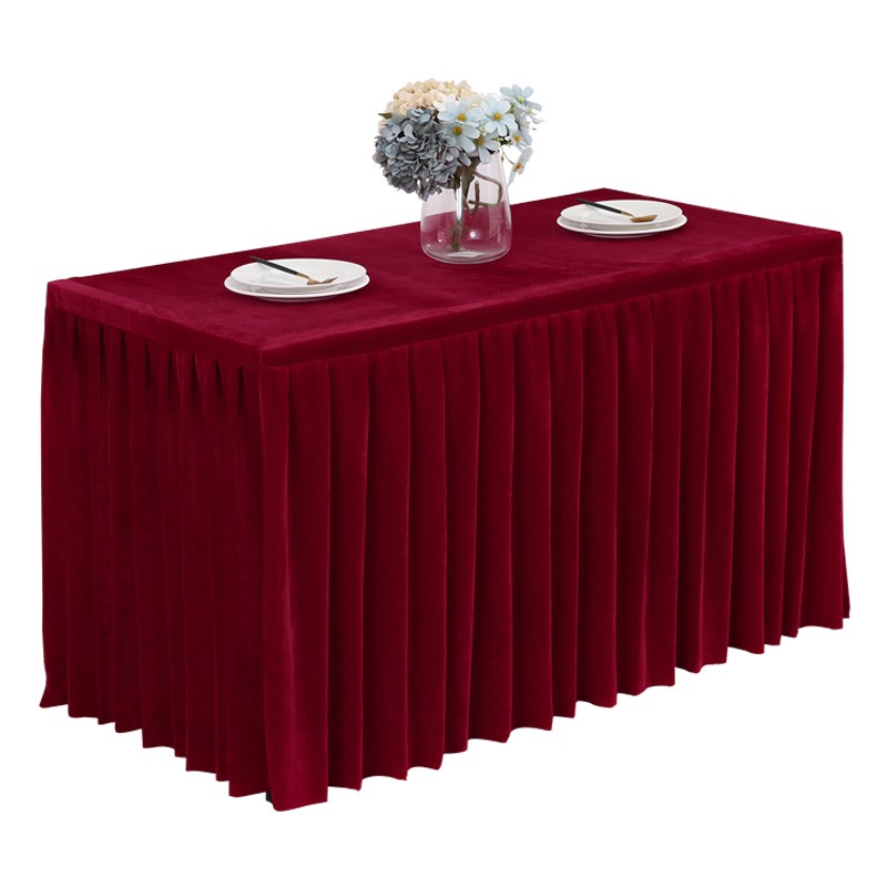 会议桌布长方形长条桌商s务展会桌套台罩加厚金丝定制绒布布艺桌