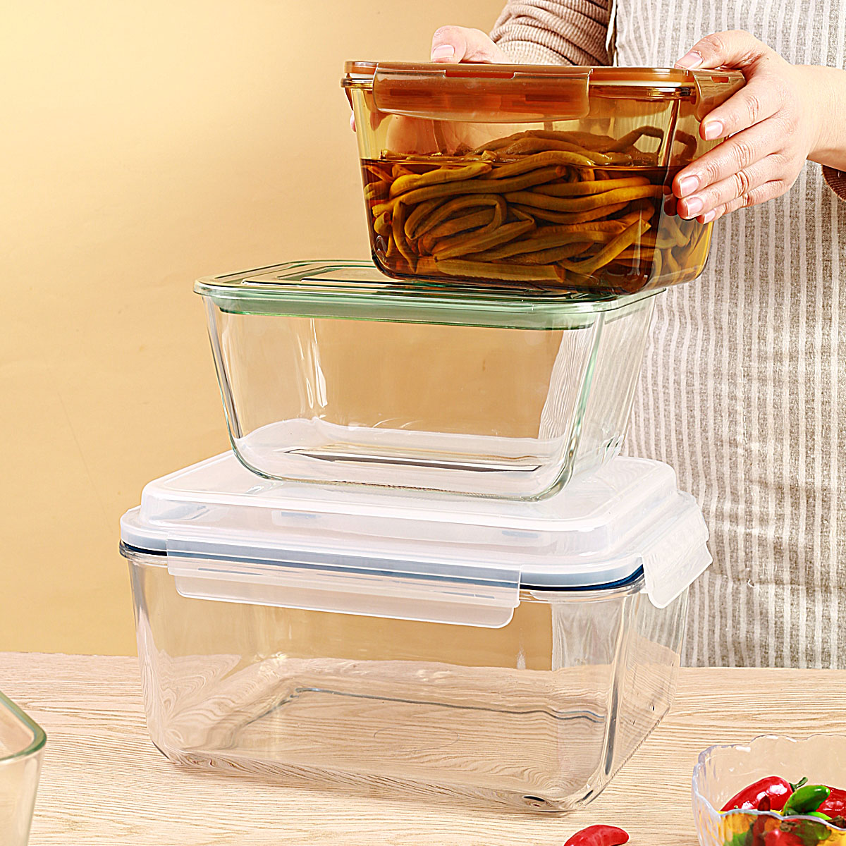 海参泡发专用大容量n玻璃容器鱼胶花胶泡发盒子带盖收纳密封保鲜