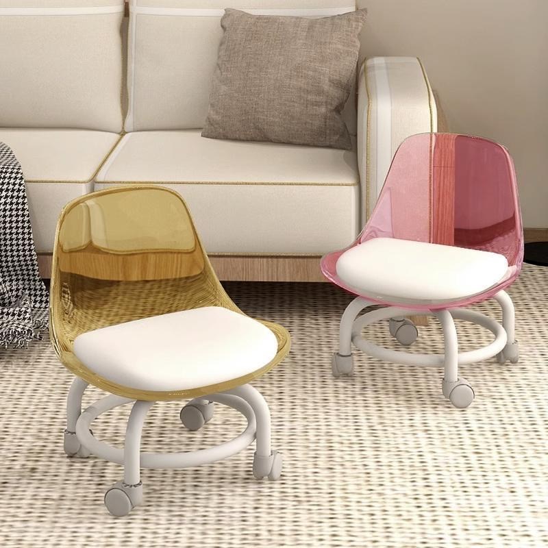 滑轮矮凳静音靠背带万向轮小凳子B家用圆换鞋板凳带娃儿童懒人椅