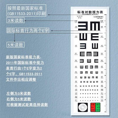 国际标准对数视力测试表LED灯箱调光E字图案体检2.5米5米视力表