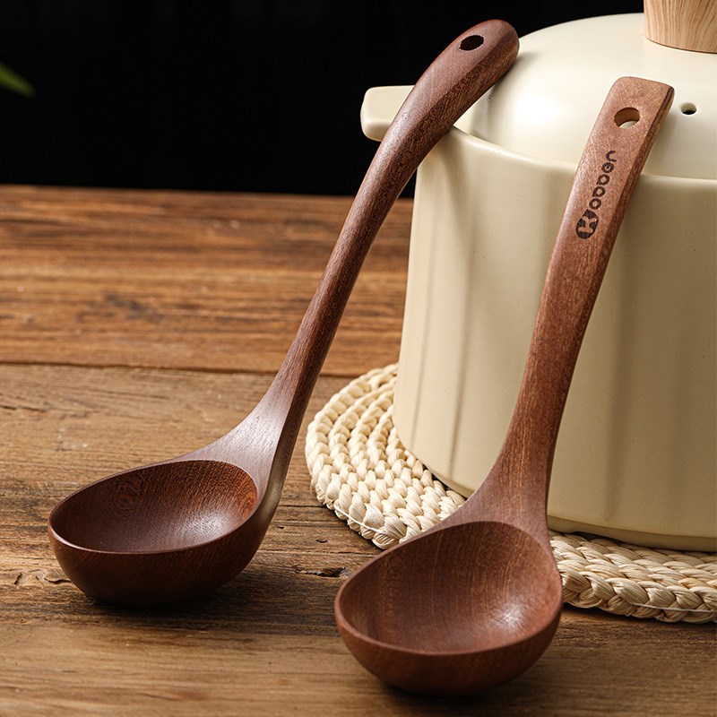 乌檀木木勺家用大号盛汤盛粥稀饭木头勺子日式无漆长柄木质大汤勺