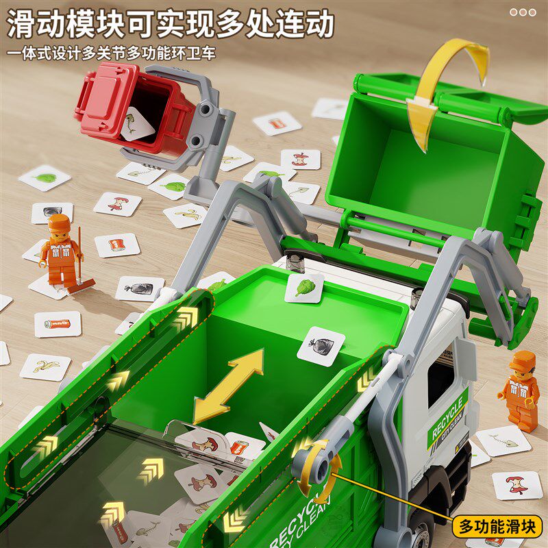 淘童年大号垃圾车自动翻转城市环卫扫地车清运男孩六一儿童节玩具