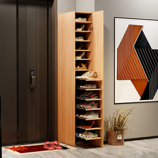全实木极窄入户鞋柜家用门口窄款高立式加高超薄小型窄边多层鞋架