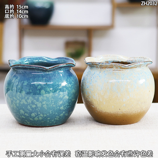 特价 花盆粗陶大口径陶瓷紫砂简约多肉植物老桩盆绿萝花盆清仓