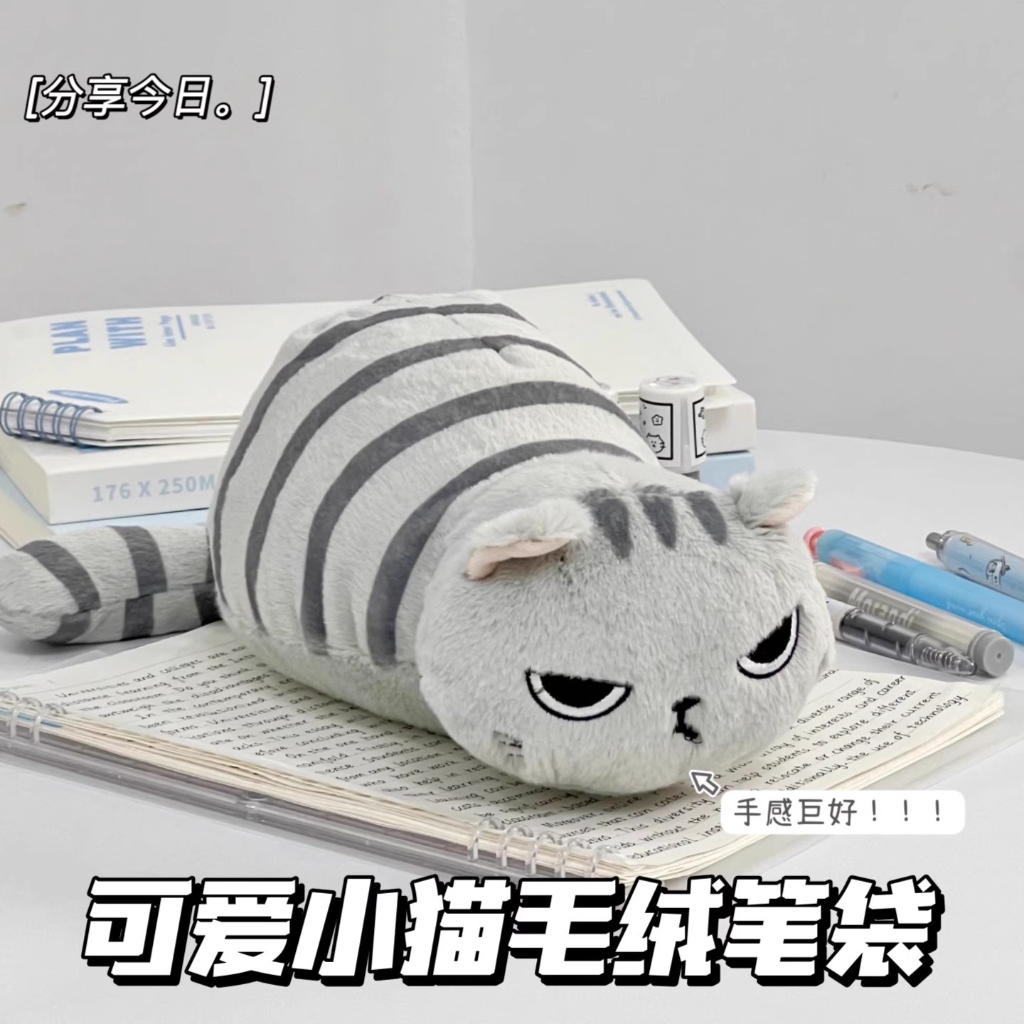 可爱毛绒小猫笔袋高颜值大容量