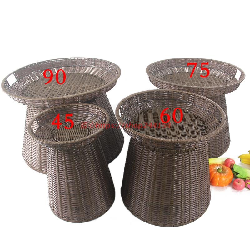 超市水果堆头篮藤编蔬菜筐水果陈列D筐塑料展示托盘圆形堆头筐地