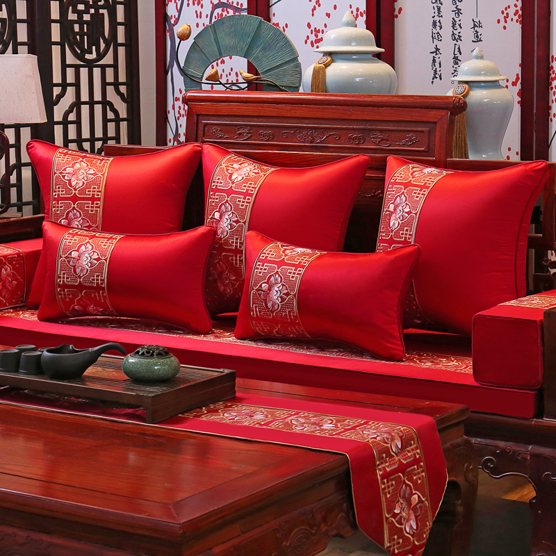 中式古典刺绣红木沙发坐垫实木家具圈F椅垫加厚海绵罗汉床座垫防