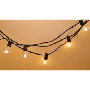 G40灯串青光钨丝灯泡简约杯形220V25灯欧规灯串